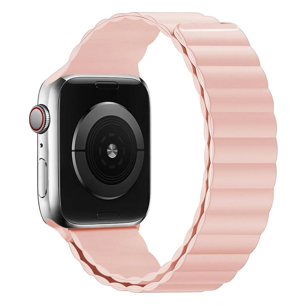 Ремешок для Apple Watch Band 44 мм, 40 мм, 45 мм, 41 мм, 42 мм, 38 мм, силиконовый браслет с магнитной петлей iWatch Series 8 7 Ultra 3 5 6 SE