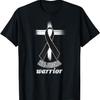 Melanoma Warrior T-shirt - Embroidery Look Black Ribbon T-Shirt