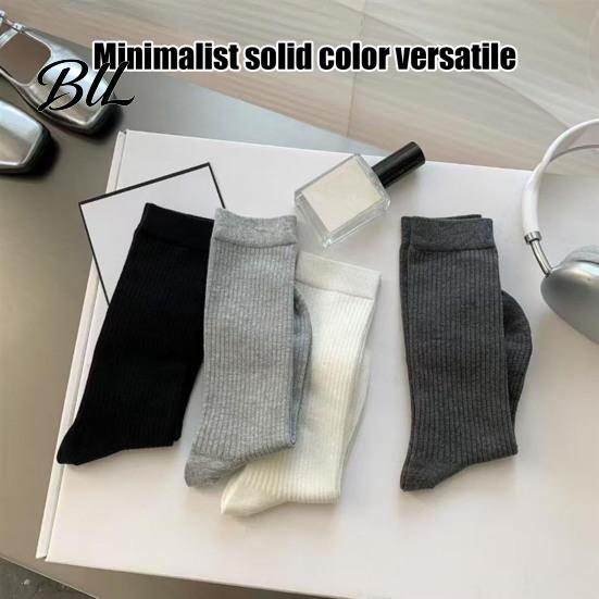 Breathable Sweat Absorbent Socks Women Crew Socks, Ribbed Knit for Autumn Winter, Minimalist Solid Winter Warm Color Soft Stretchy Casual Hosiery