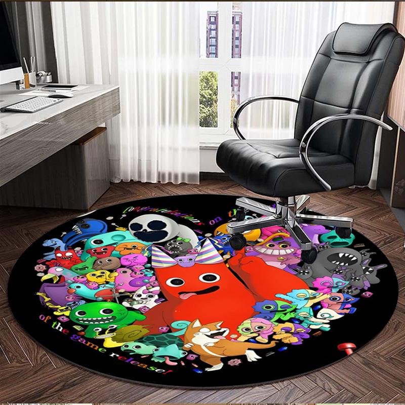 Game Rainbow Friends Print Round Rug, Washable Floor Carpet, For Entryway Dorm Laundry Room Office Study, Home Decor Birthday Christmas Gift