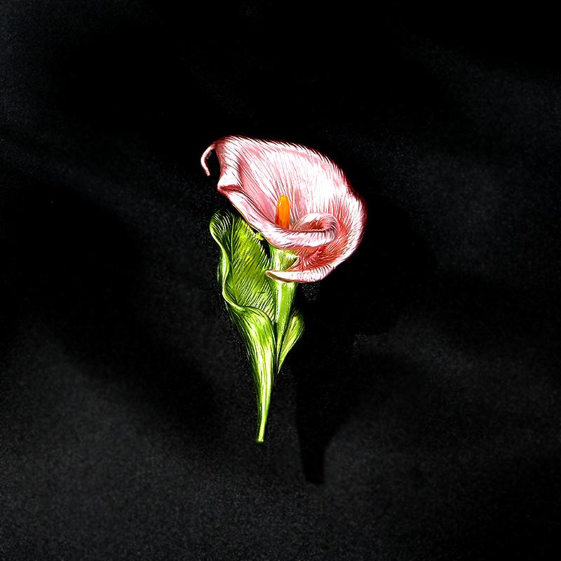 Simple Enamel Color Calla Lily Brooch High-End Female Personality Corsage Niche High-End Design Pin Accessories