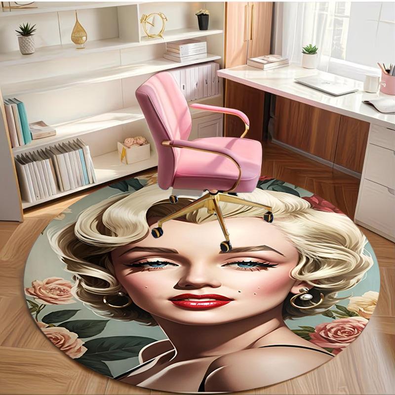 Marilyn Monroe Print Round Rug, Washable Floor Carpet, For Entryway Dorm Laundry Room Office Study, Home Decor Birthday Christmas Gift