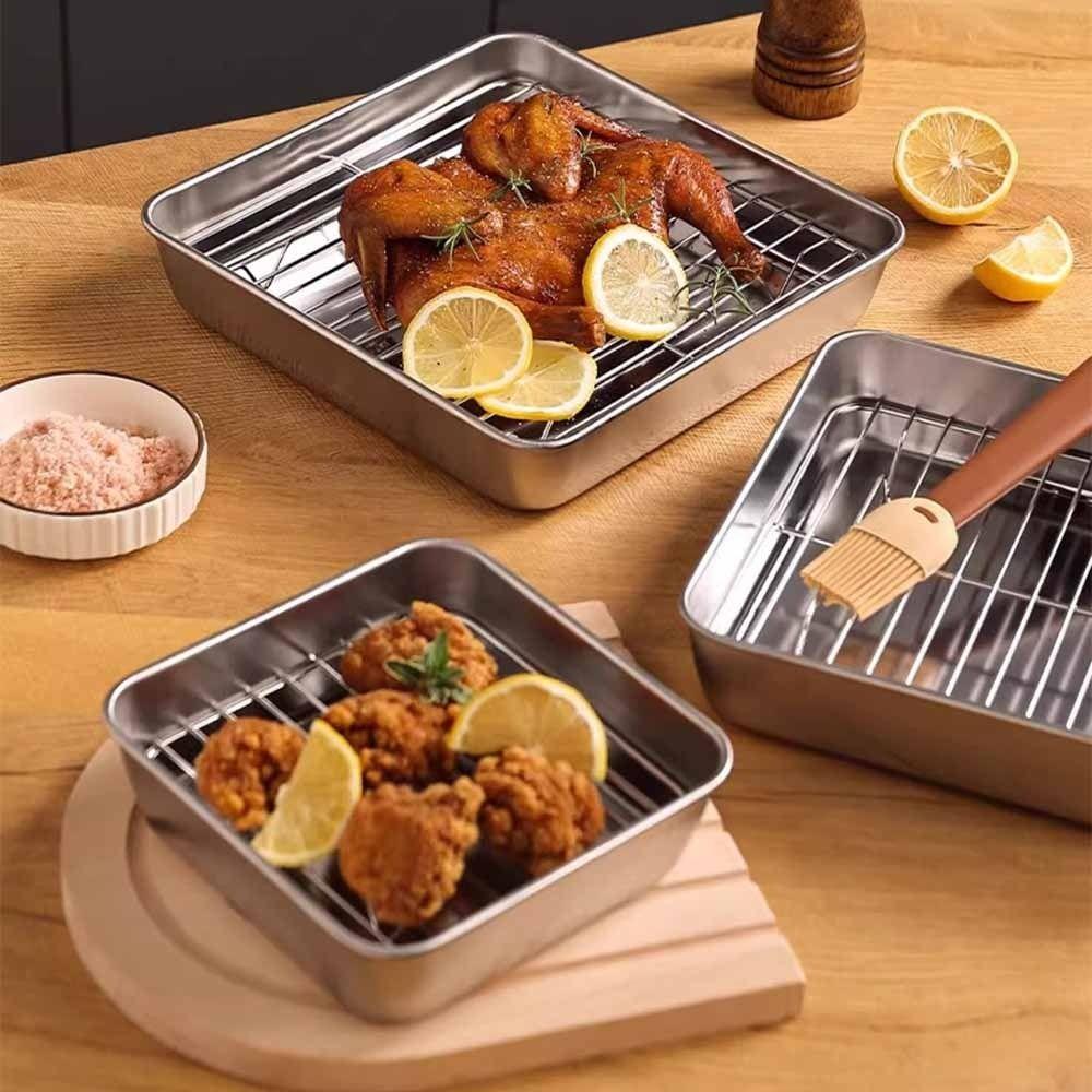 Non-stick Baking Tray Stainless Steel Air Fryer Grilling Rack Roasting Cooking Rack Baking Cooker
