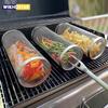Cylinder BBQ Basket Stainless Steel Rolling Grilling Basket Wire Mesh Outdoor Camping Barbecue Rack For Vegetable Fruit Barbecue