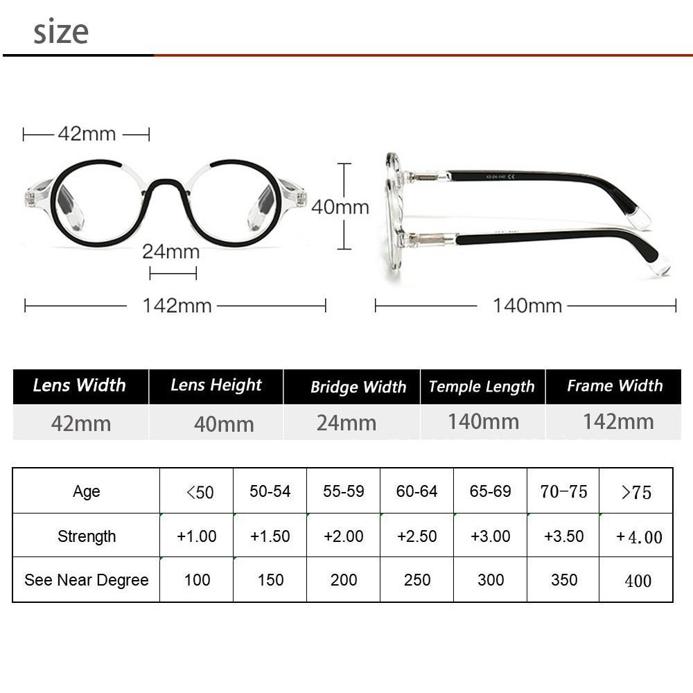 Vision Care Presbyopic Eyeglass Round Frame Anti-Blue Light Glasses  Women Men