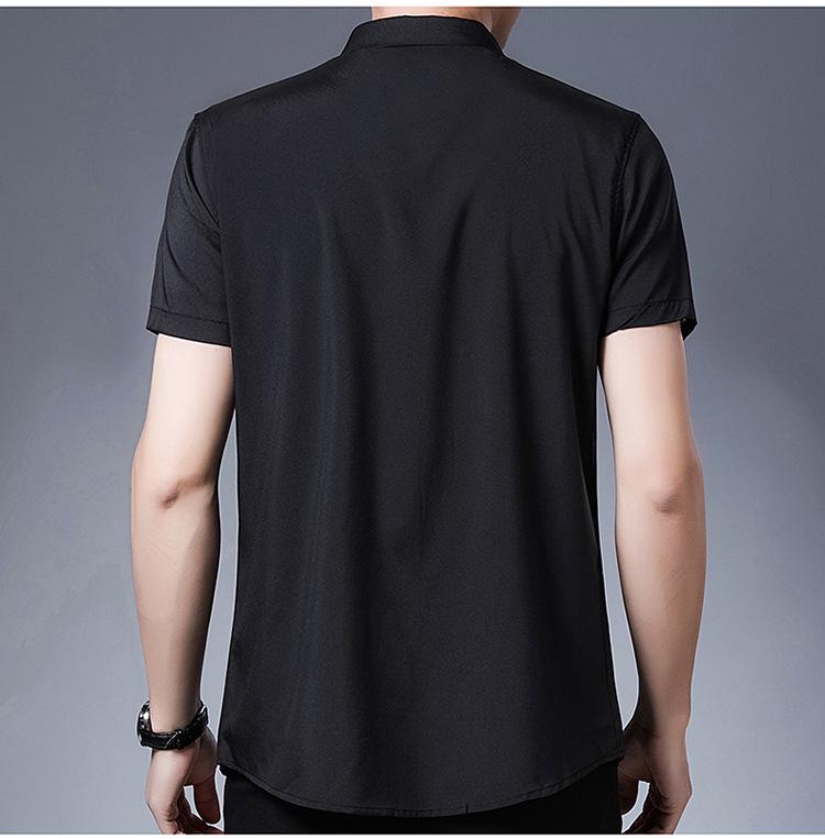 Men's Summer Solid Color Short-Sleeve Turn-Down Collar Shirt - Casual and Workwear Top