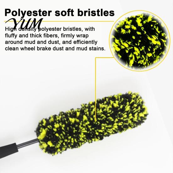 Rim Barrel Cleaner 1/2/3Pcs Microfiber Wheel Brush, No Scratch Car with Narrow Gap Cleaning Tool Ergonomic Handle, Tire for Detailing Non Slip Handle