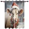 Christmas Snow Farm Cow Window Curtains for Living Room Bedroom Luxury Modern Kitchen Curtains Fabric Drapes