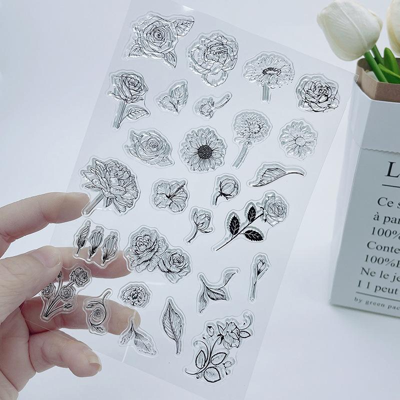 Винтажный штамп, прозрачный силиконовый штамп с цветочными фруктами и английскими словами, строительный штамп для DIY, декоративный альбом для скрапбукинга, журнал для студентов