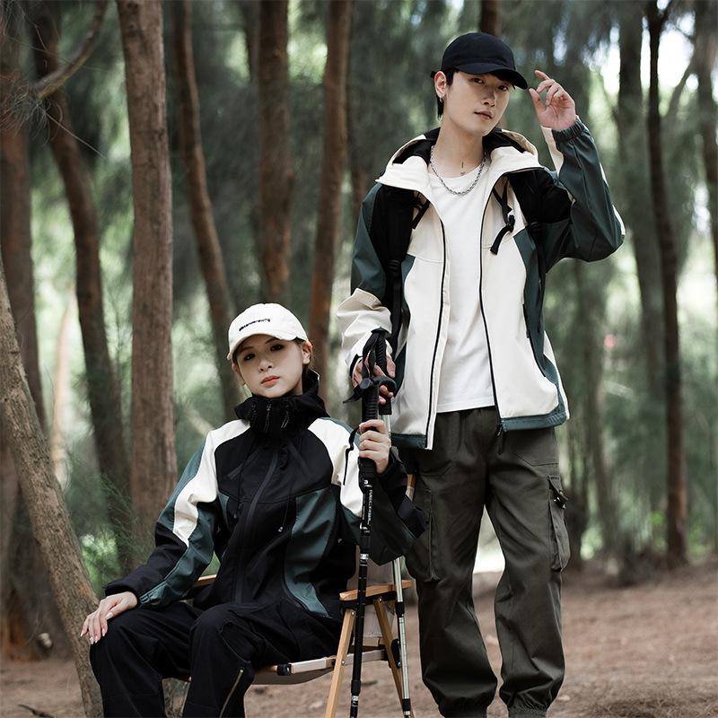 Ветрозащитная водонепроницаемая свободная куртка осень новая контрастная цветная куртка для отдыха на природе кемпинг толстовка с капюшоном модная мужская одежда топ