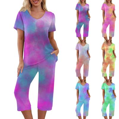 Комплекты из 2 предметов для женщин, летний топ с короткими рукавами и брюки с карманами, мягкие комплекты для тренировок