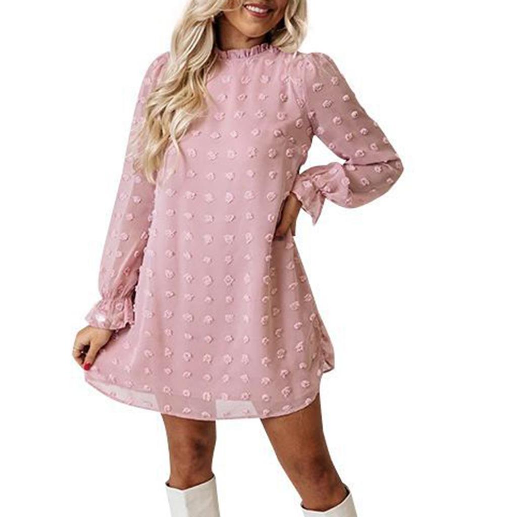 Женское модное осеннее и зимнее новое платье с кружевным воротником и длинными рукавами