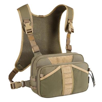 [VOTAGOO GEAR] Рыболовный жилет Рыболовная сумка Рыболовный жилет Многофункциональный нагрудный рюкзак (JP, Алфавит, Свободный размер, ЗЕЛЕНЫЙ)