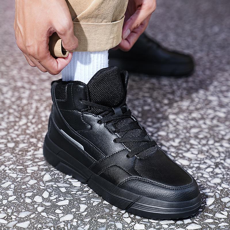 Белые высокие туфли мужские трендовые корейские версии осенне-зимние спортивные туфли для сноубординга 45 Утолщенные и расширенные мужские туфли больших размеров 46 47 48