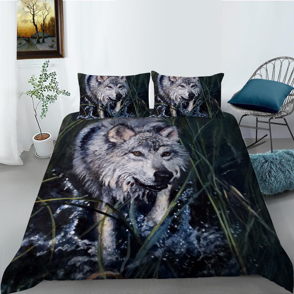 Animal Series Bedding Two Or Three-Piece Set Polyester Wolf Digital Printing