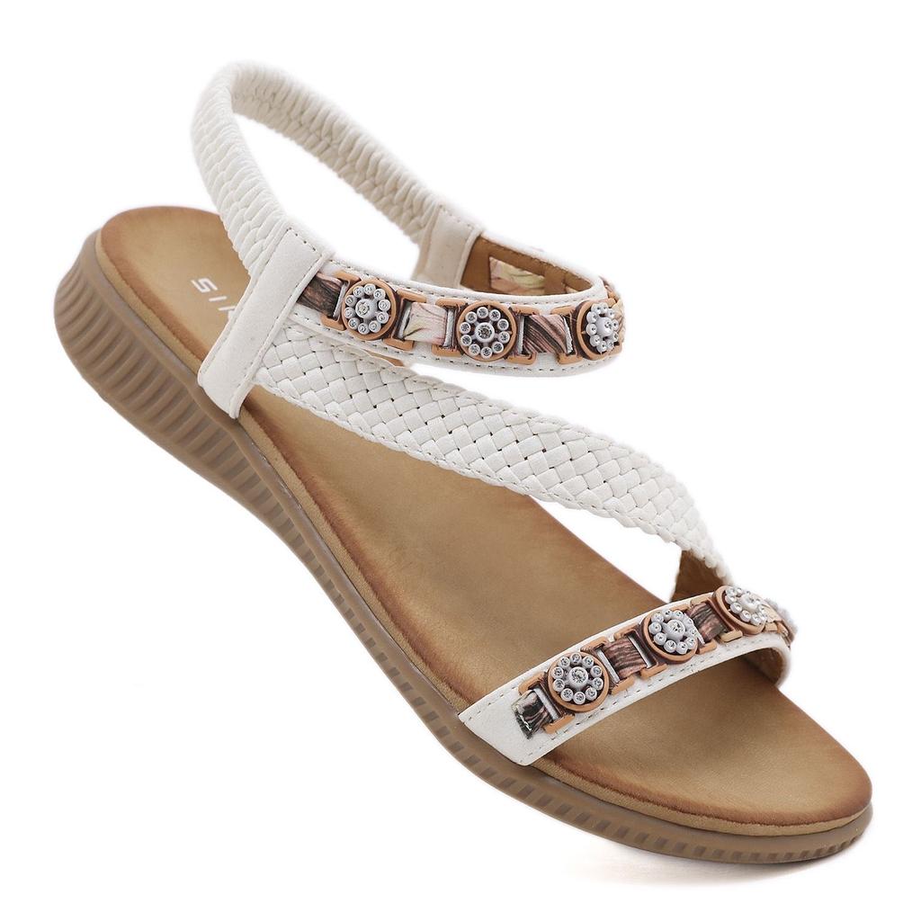 Летняя женская обувь, сандалии на плоской платформе для женщин, богемная обувь, пляжные шлепанцы, большой размер