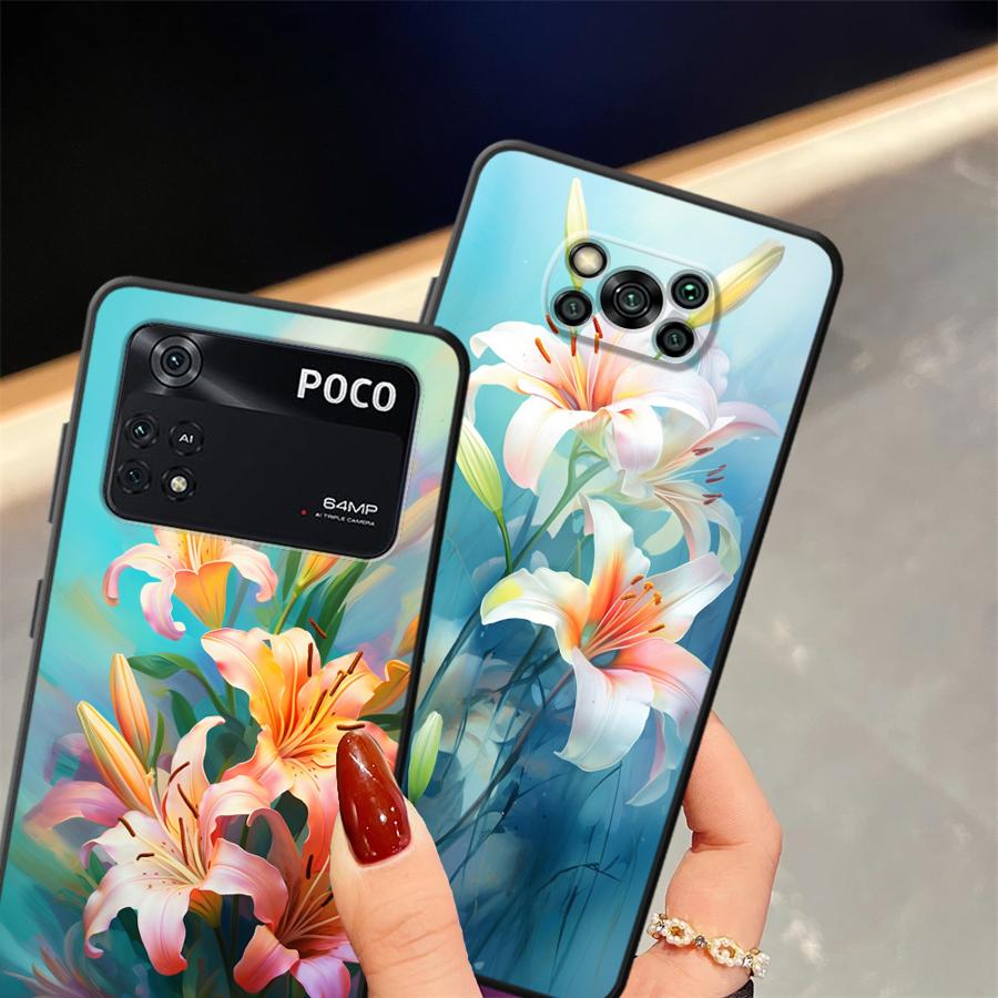 Простой чехол-футляр с цветком для телефона Xiaomi Poco F8 X3 X4 X5 X7 Pro C50 C61 C71 C75 M3 M4 M7 F3 M5 F1