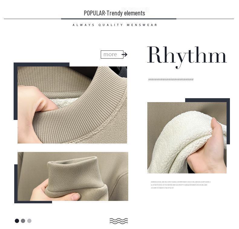 Мужская толстовка из альпаки с бархатной подкладкой, с подкладкой из флиса, универсальная базовая футболка с круглым вырезом