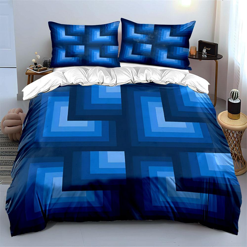 Geometric Blue Gradient Bedding Set Bedding Duvet Cover Set Duvet Cover Pillowcases (1 * Duvet Cover 2 * Pillowcases, without duvet insert)