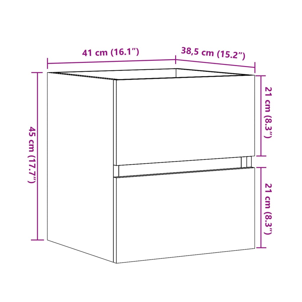 Bathroom Vanity Cabinet in Sonoma Oak 41 x 38.5 x 45 cm Particleboard