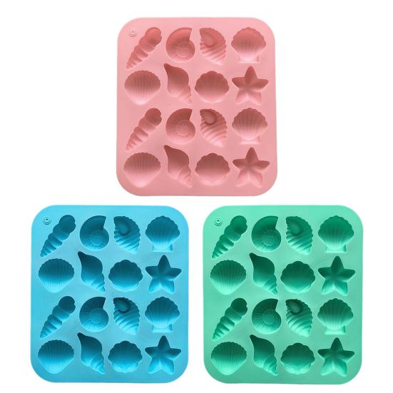 Силиконовая форма для шоколада, 16 ячеек, ракушка, морская звезда, формы для самостоятельного приготовления конфет, пудинга, льда, решетка, форма для торта, антипригарное покрытие, многоразовые формы для выпечки