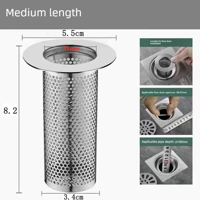Stainless Steel Hair Drain Filter Net for Bathroom Sink Drain Pipe, Anti-Clogging Insect Net Cover