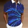 Men's Shirt Polo Casual Zip Short Sleeve Fashion Casual Zipper Summer Spring Regular Fit 3D Print Shirt