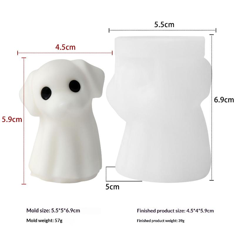 DIY Halloween Candle Silicone Mold Cute Ghost Puppy Cat Pattern Reusable for Handmade Craft Halloween Party Decor Gift