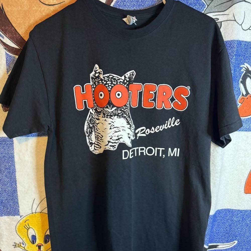 Винтажная футболка унисекс 90-х HOOTERS с графическим принтом, классический стиль, черная, репринт KH17506