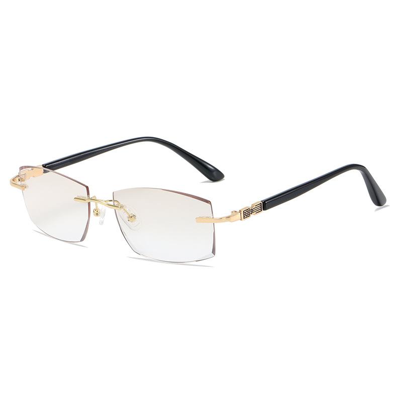 Оправа с алмазной огранкой, безободковые квадратные очки для чтения двойного назначения для дали и близи, женские очки с металлической оправой, антиусталостные мужские очки