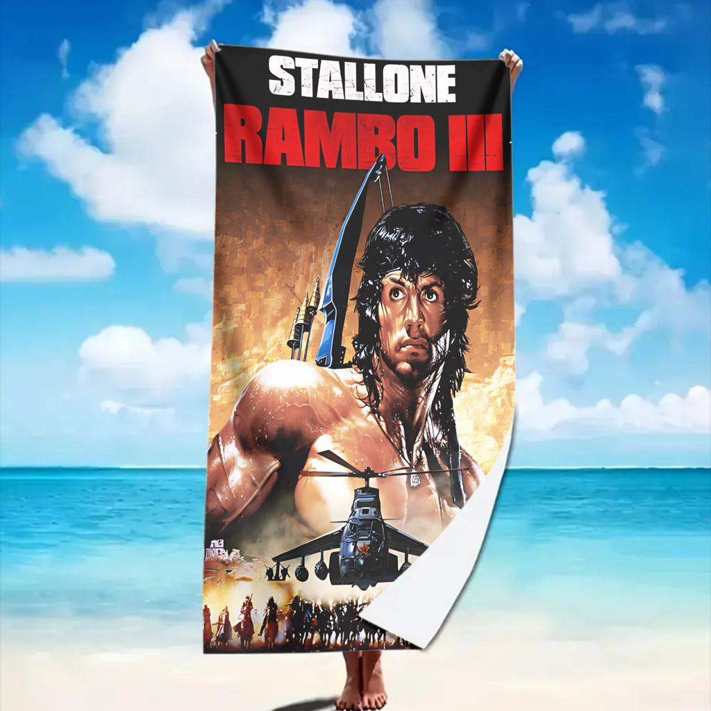 R-Rambo III S-Stallone Movie Poster Beach Towel Microfiber Soft Quick Dry Gym Sports Towel Bath Towel for Bathroom Swimming