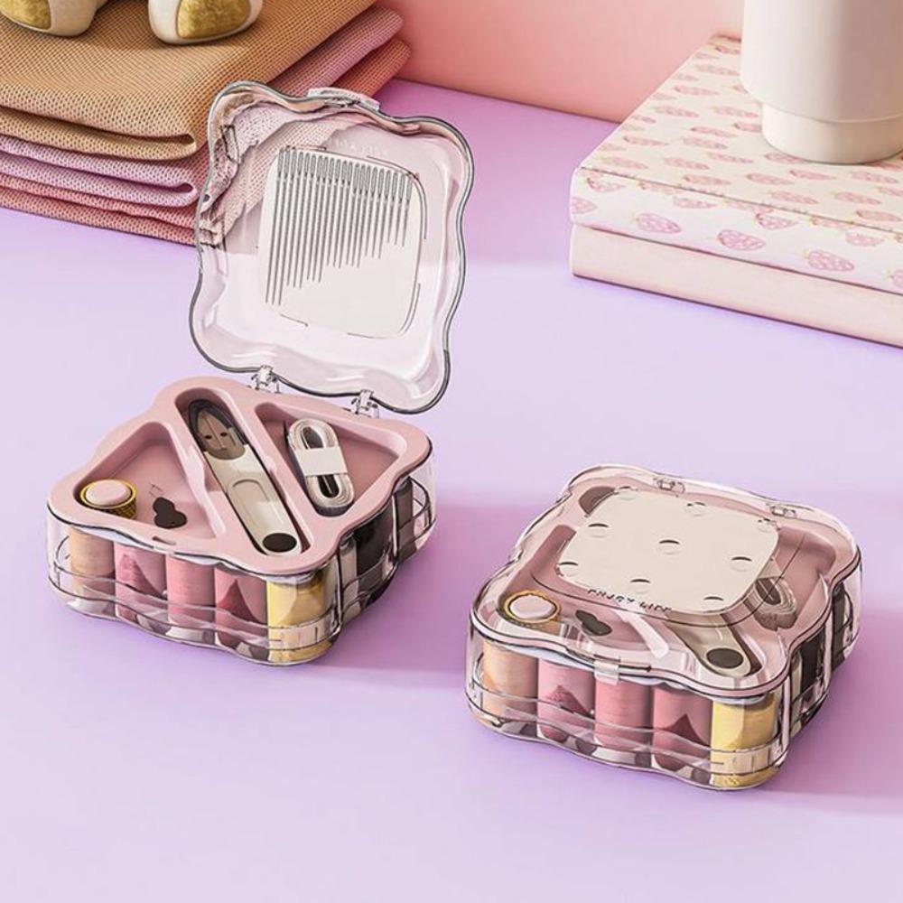 Portable Mini Sewing Box Set Partitioned Magnetic Needle Thread Box Hand Sewing Tool Kit Family