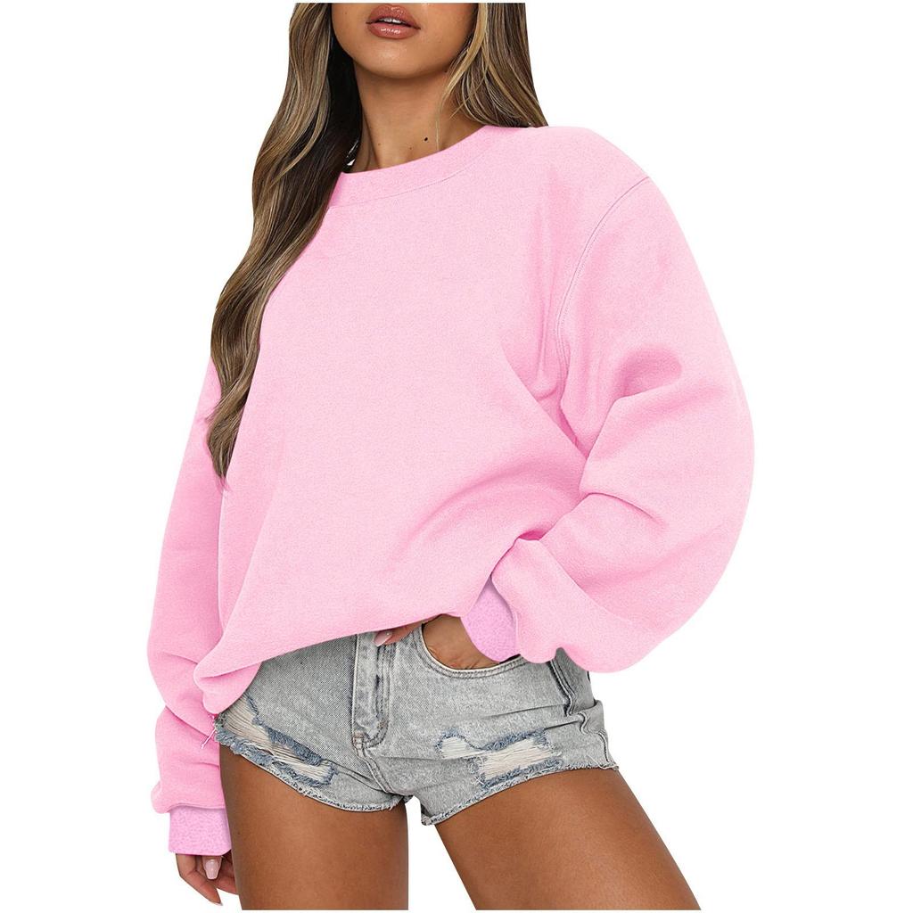 Women Autumn Winter Tops Women's Long Sleeve Sweatshirt Casual Crewneck Loose Fit Pollover Fleece Tops