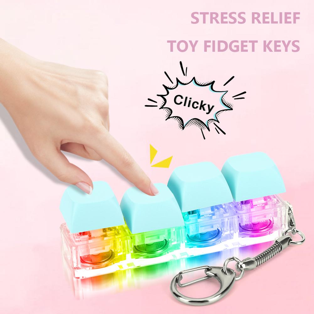 Button Keycap Fidget Keychain Toys 4 Keys Mechanical Keyboard Axis Tester DIY Keycaps Office Stress Relief Toy Adult Kids Gifts