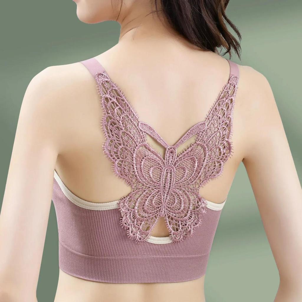 Бесшовный бюстгальтер с красивой спиной и бабочкой, нижнее белье больших размеров, женский топ без стального кольца, бюстгальтер без косточек