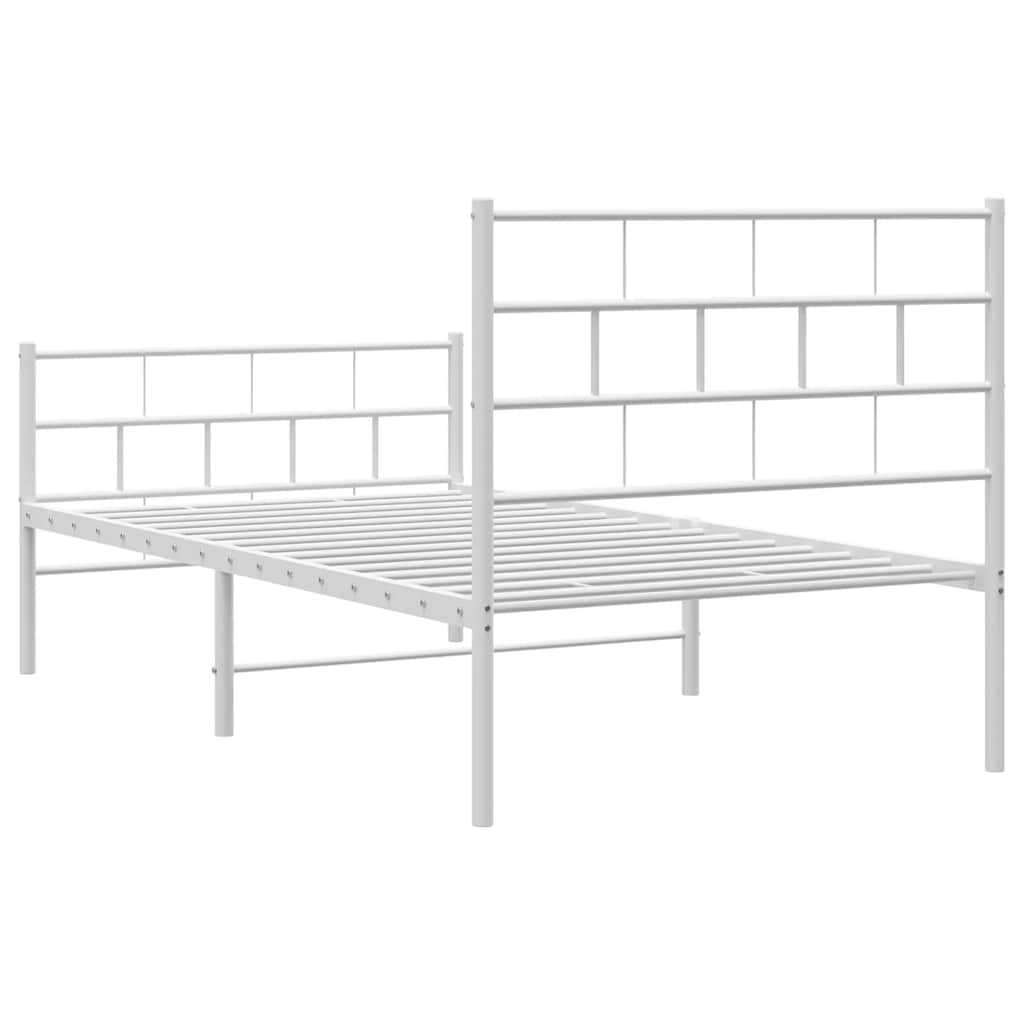 Vidaxl Metalowa Rama Łóżka Z Wezgłowiem I Zanóżkiem, Biała, 100X200 Cm