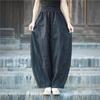 Свободные повседневные брюки-шаровары с эластичной резинкой на талии, женские осенние свободные повседневные брюки в стиле ретро однотонного цвета