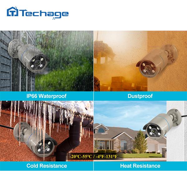 Techage 8CH HD 4MP POE NVR комплект системы видеонаблюдения H.265 цветная ночная уличная аудиозапись IP-камера P2P комплект видеонаблюдения
