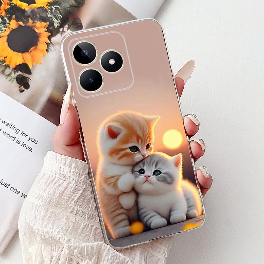 For Realme Note 50 Case RMX3834 Cute Cat Painted Cover Clear Silicone Soft TPU Phone Case For Realme Note 50 Note50 Fundas Coque
