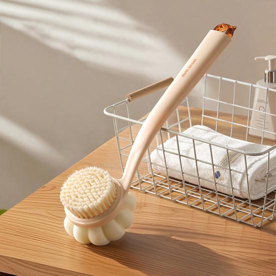 Bath Scrub Brush with Extended Anti-Slip Handle Double-Sided Back Rub Exfoliation Back Scrubber Three-dimensional Massage Brush