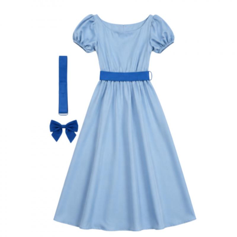 Peter Pan Costume Peter Pan Princess Wendy Cosplay Costume Long Dress, Blue Dress