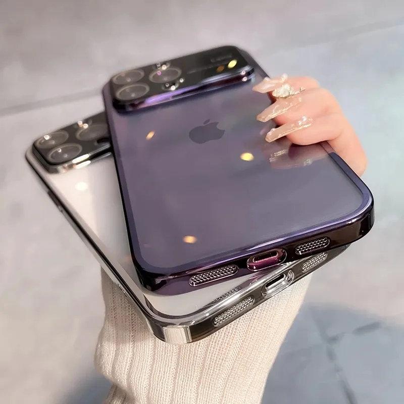 Концептуальный чехол для телефона iPhone 15 с большим окном для iPhone 12 13 14 Pro Max 14Plus, прозрачный чехол из ТПУ с покрытием из ТПУ, стекло с большим окном