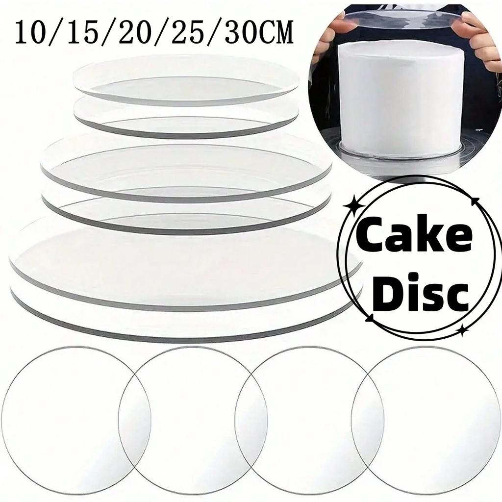 10-30cm Acrylic Cake Discs Transparent Round Cake Base Plate Reusable Cake Tray for Birthday Xmas Party Baking Kitchen Tools