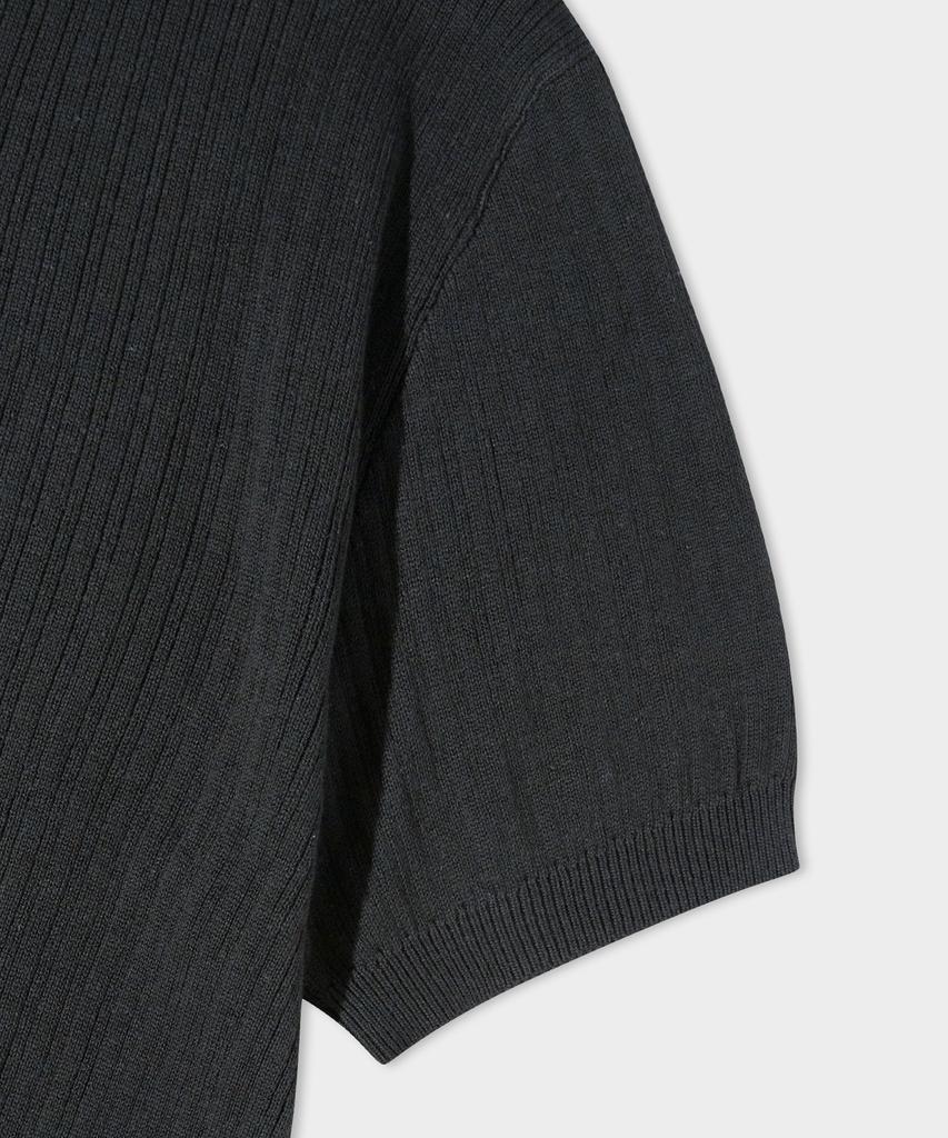 LEMAIN SECOND Classic Henley Neck Washable Short Sleeve Knit [Charcoal]