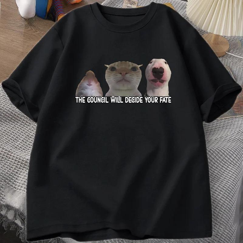 Funny Cat Meme Tee Shirt Graphic T Shirts Men Women Silly Animals Tshirt Oversized Designer Tees Unisex Streetwear