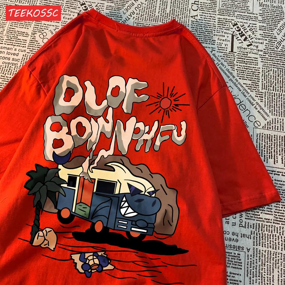 Street Cotton Womans T-Shirts Cartoon Desert Bus Graphic Prints Short Sleeve O-Neck Oversize Breathable Trend Female Clothes