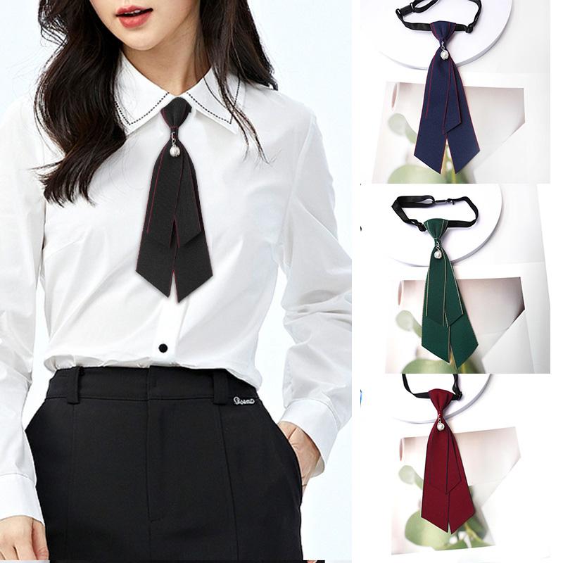 1 шт. Блузка простая из полиэфирного волокна в студенческом стиле женская рубашка с галстуком-бабочкой пиджак с инкрустацией из синтетического жемчуга