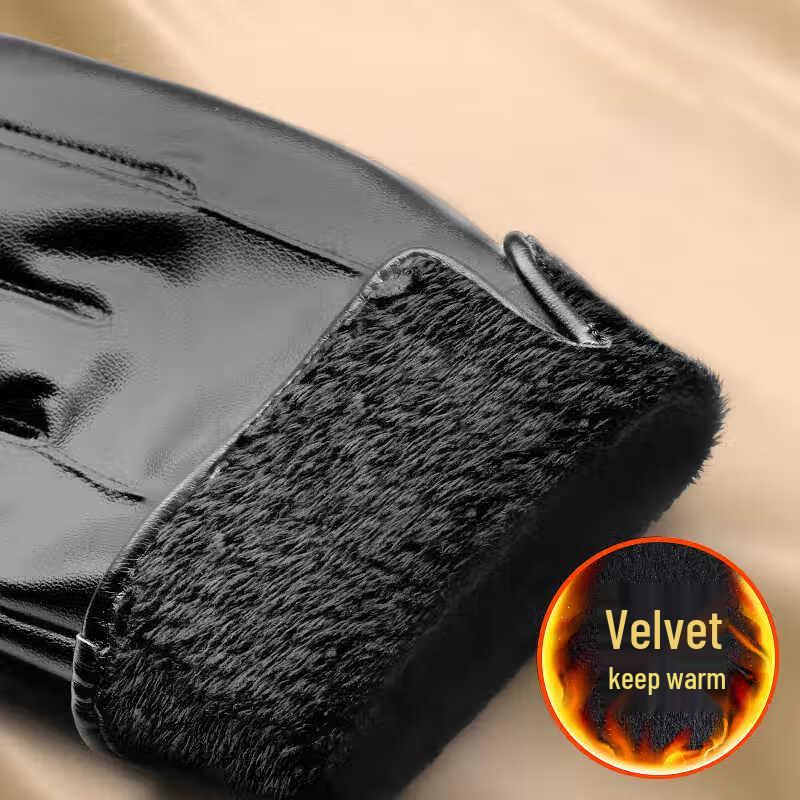 Мужские зимние кожаные перчатки для велоспорта