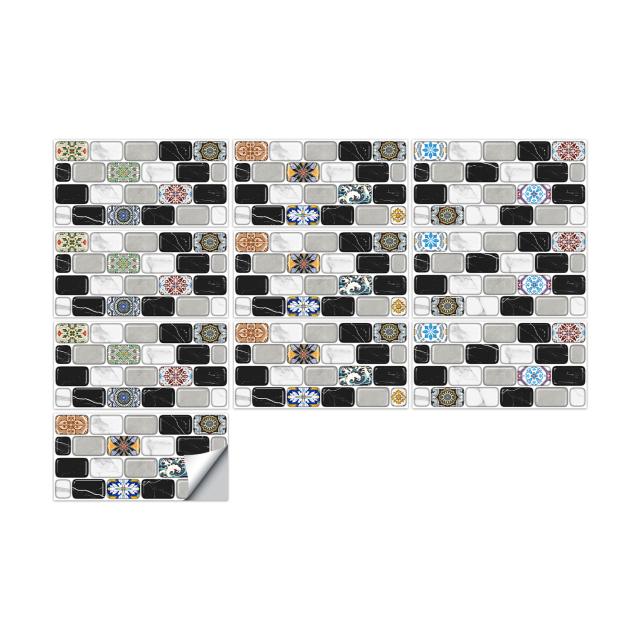 20x10 см современные водонепроницаемые 3D наклейки на плитку, виниловые самоклеящиеся наклейки на стену для дома, кухни, ванной комнаты, наклейки на пленку и палку, 10 листов