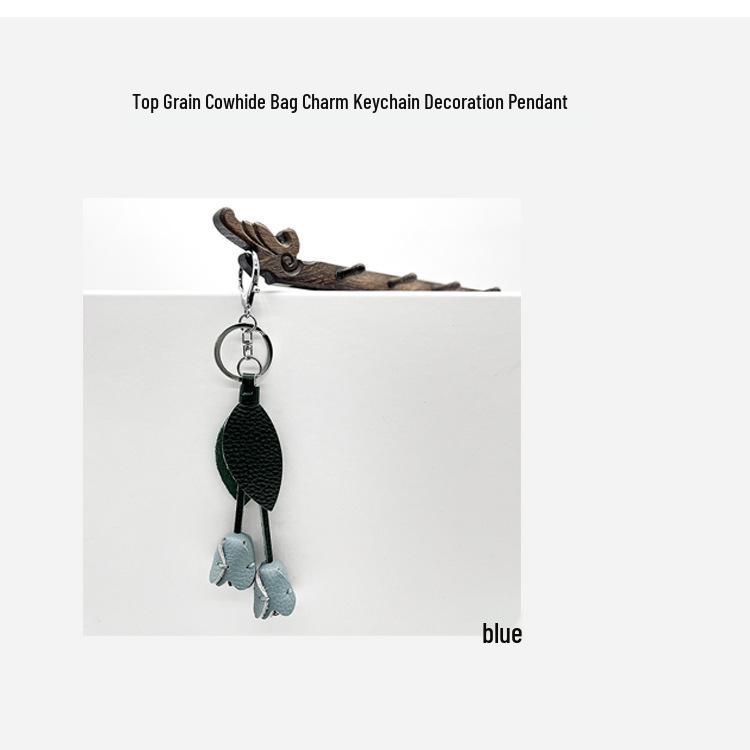 Брелок-подвеска ручной работы из натуральной кожи в виде тюльпана